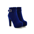 Solid Color Super Spike Heels Round Toe Women Ankle Boots