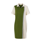 Casual Short Sleeve Patchwork Women Plus Size Polo Dress