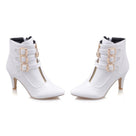 Soft Leather Triple Buckle Strap Pointed Toe Ankle Boots