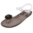 Rhinestone Flower Transparent Flat Sandal
