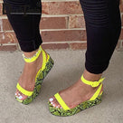 Luxury Colorful Snake Patterned Flat Wedges